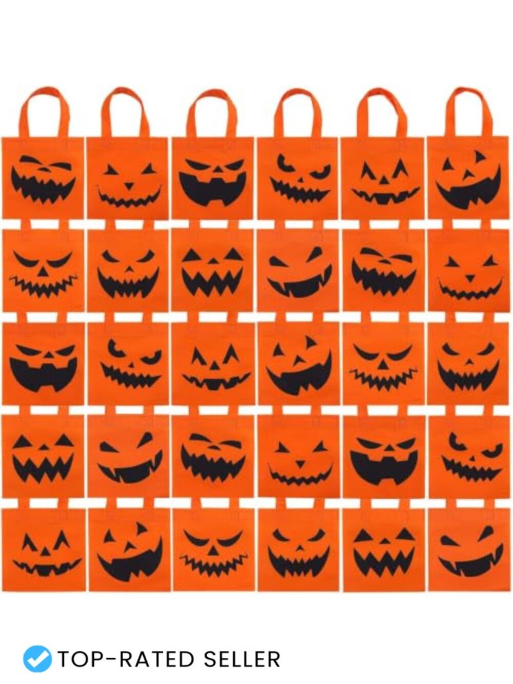 Halloween Non-woven Tote Bags with Handles, 30 Pack Party Favors for Treats and